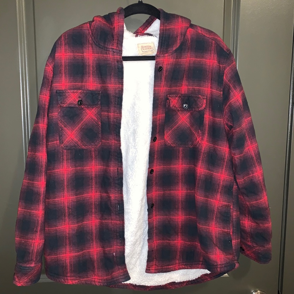 Flannel winter fleece lined jacket